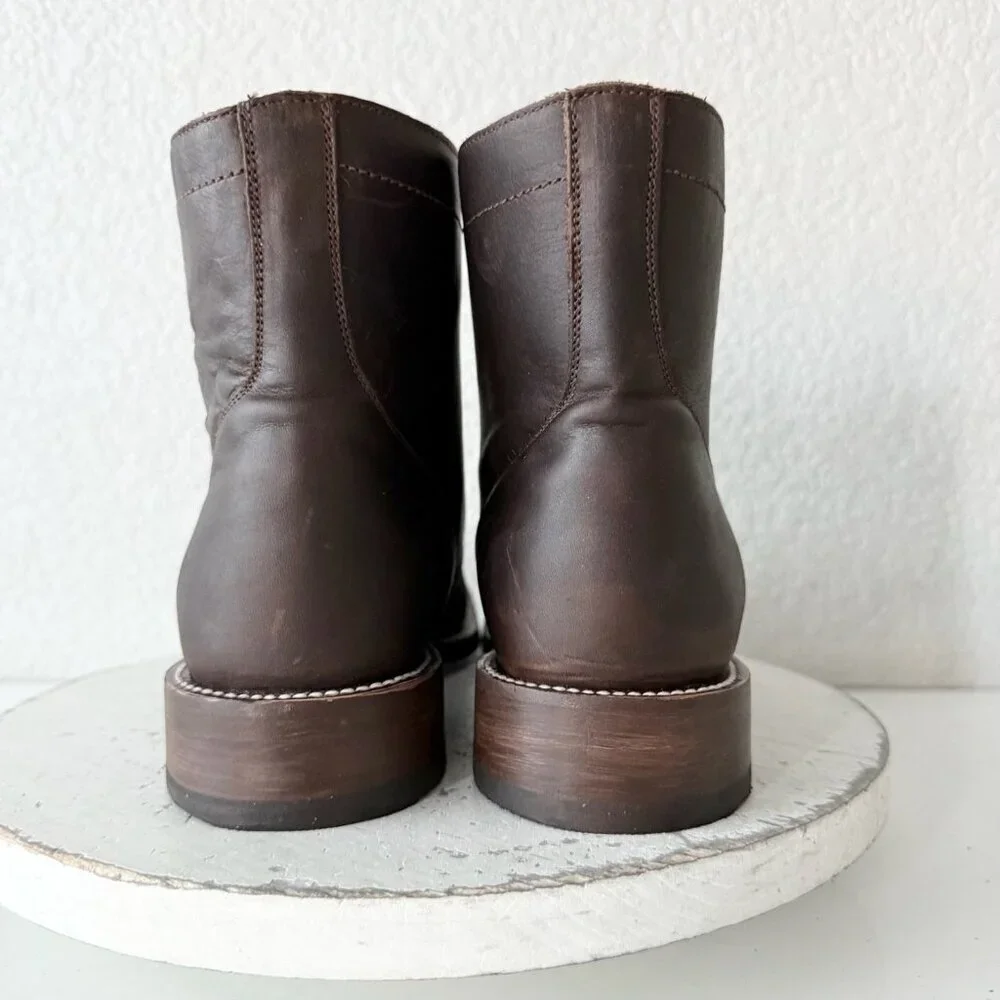 NEW Lane Mens Brown Ankle Boots Size 9.5 Lace-up Casual Genuine Leather Sole